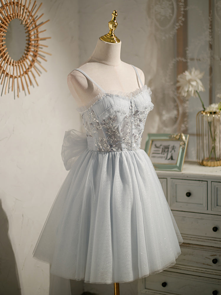 Princess Grey Beaded Short A-line Party Dress