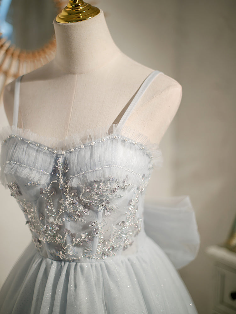 Princess Grey Beaded Short A-line Party Dress