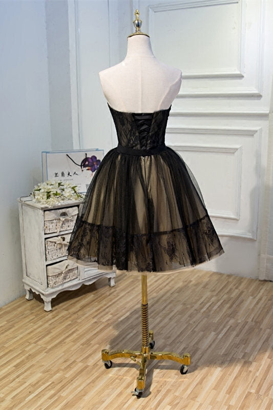 Sweetheart Black Tulle Short Party Dress