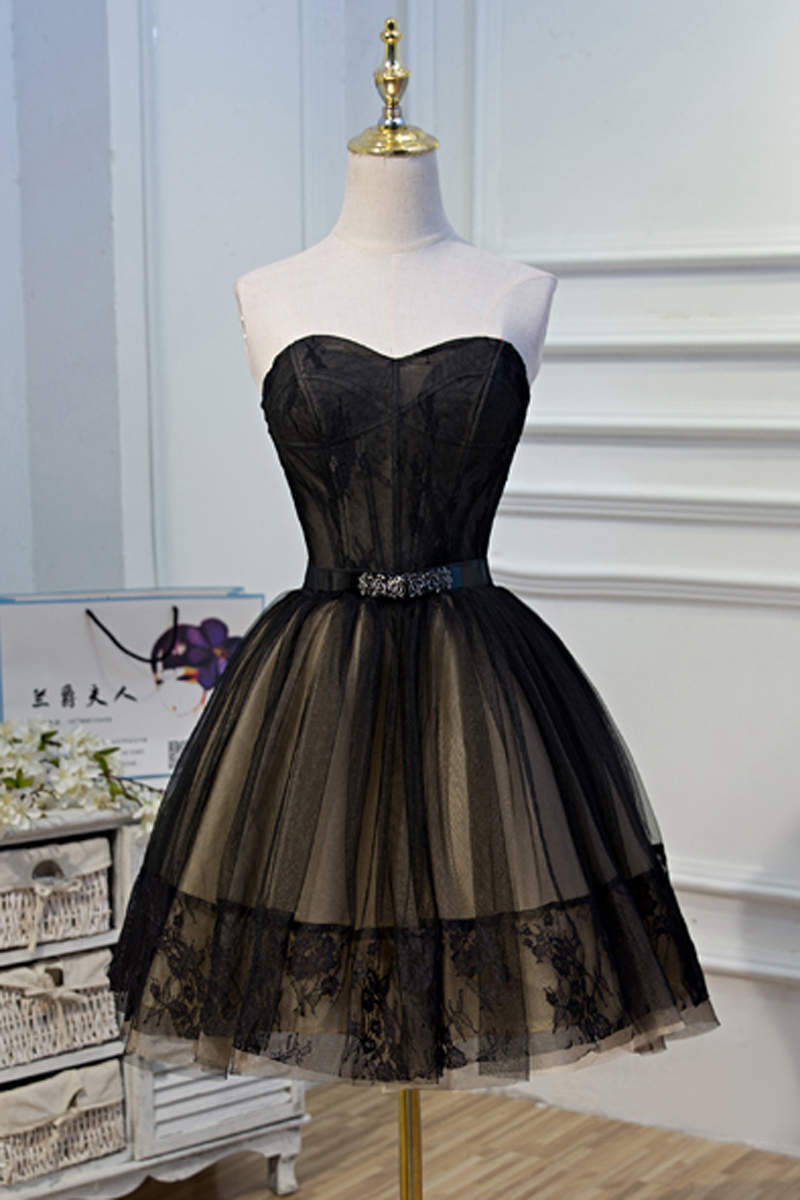 Sweetheart Black Tulle Short Party Dress
