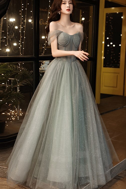 Off the Shoulder Grey Formal Gown Dressesforparty Off the Shoulder Grey Formal Gown Dressesforparty