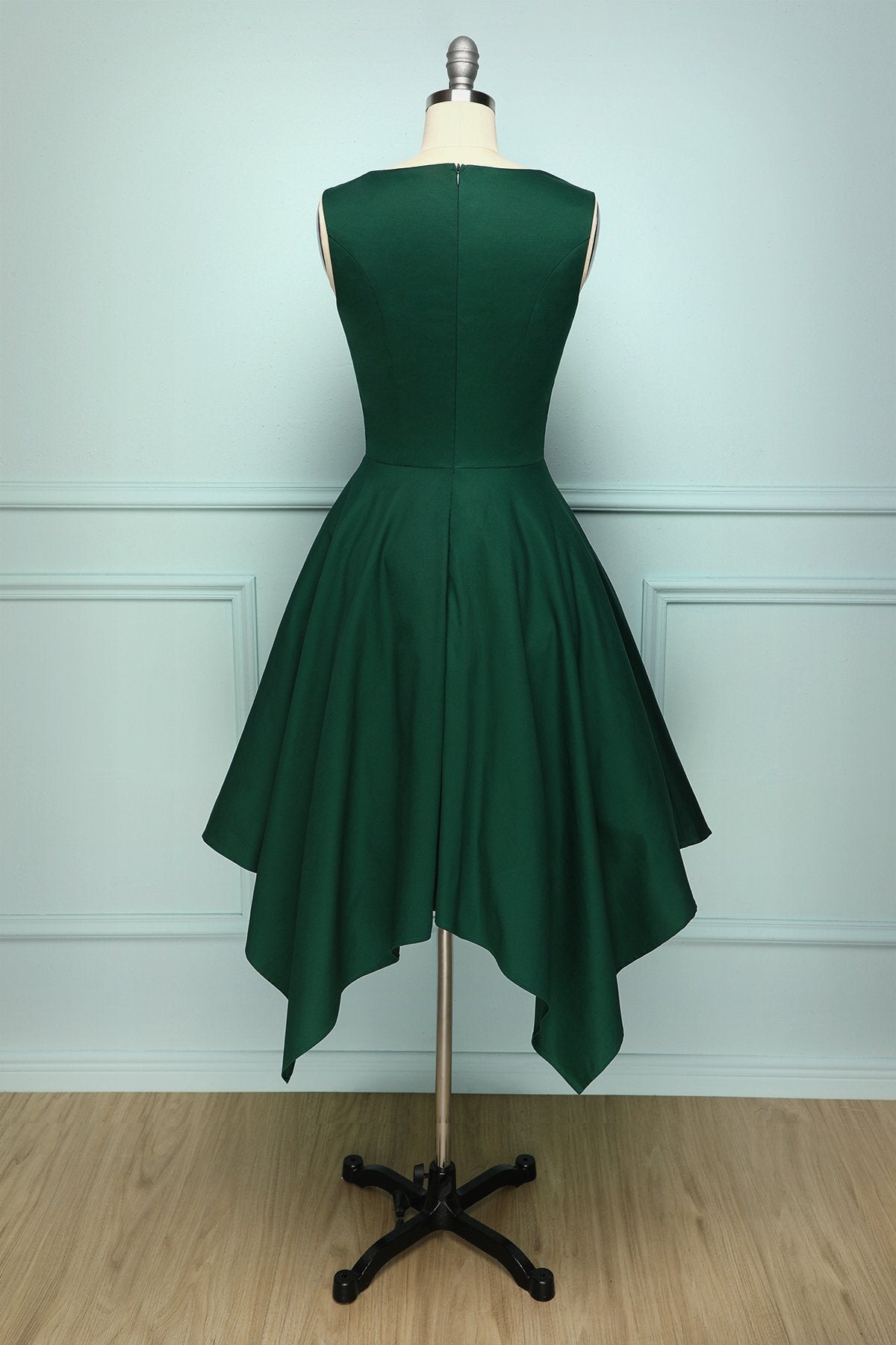 Asymmetric Green A-line Party Dress