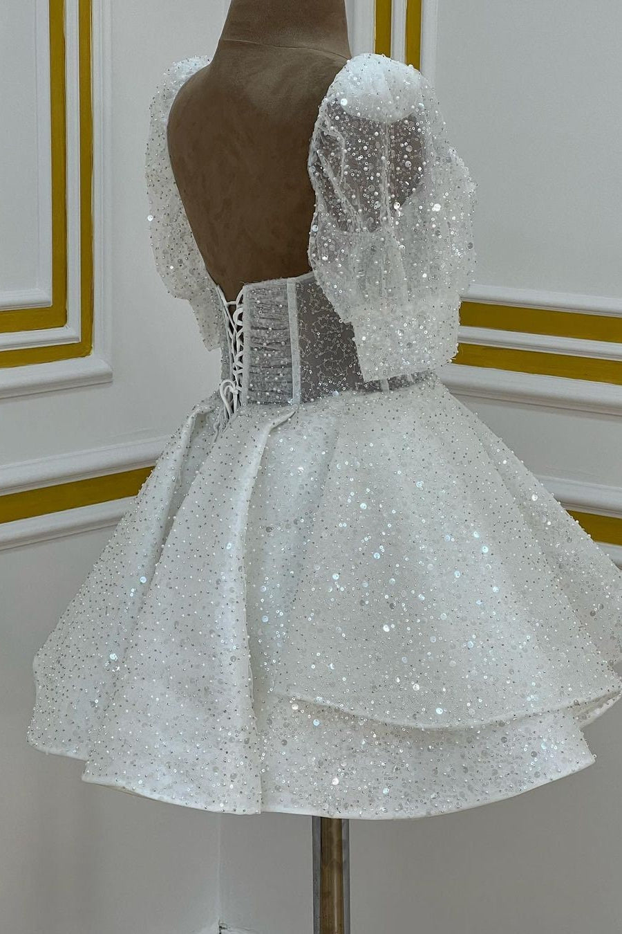 white sheer corset dress Orianthe White Sheer Corset Sequin Embroidery Mermaid Prom Dress